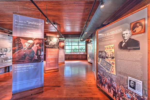 Museum display of Adlai E. Stevenson memorabilia.
