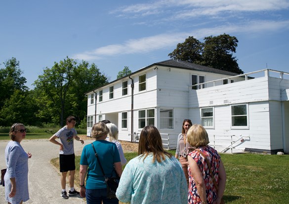 Photo of the front of the historic home owned by Adlai E. Steven