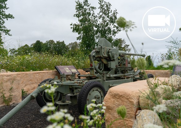 Antique artilary canon perched high upon a hill at Fort Sheridan.
