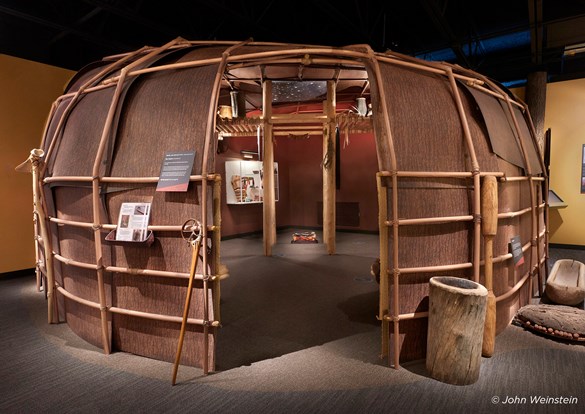 Replica wigwam on display at the Dunn Museum.
