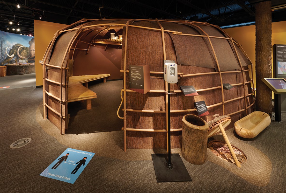 Life size Potawatomi wigwam at the Dunn Museum