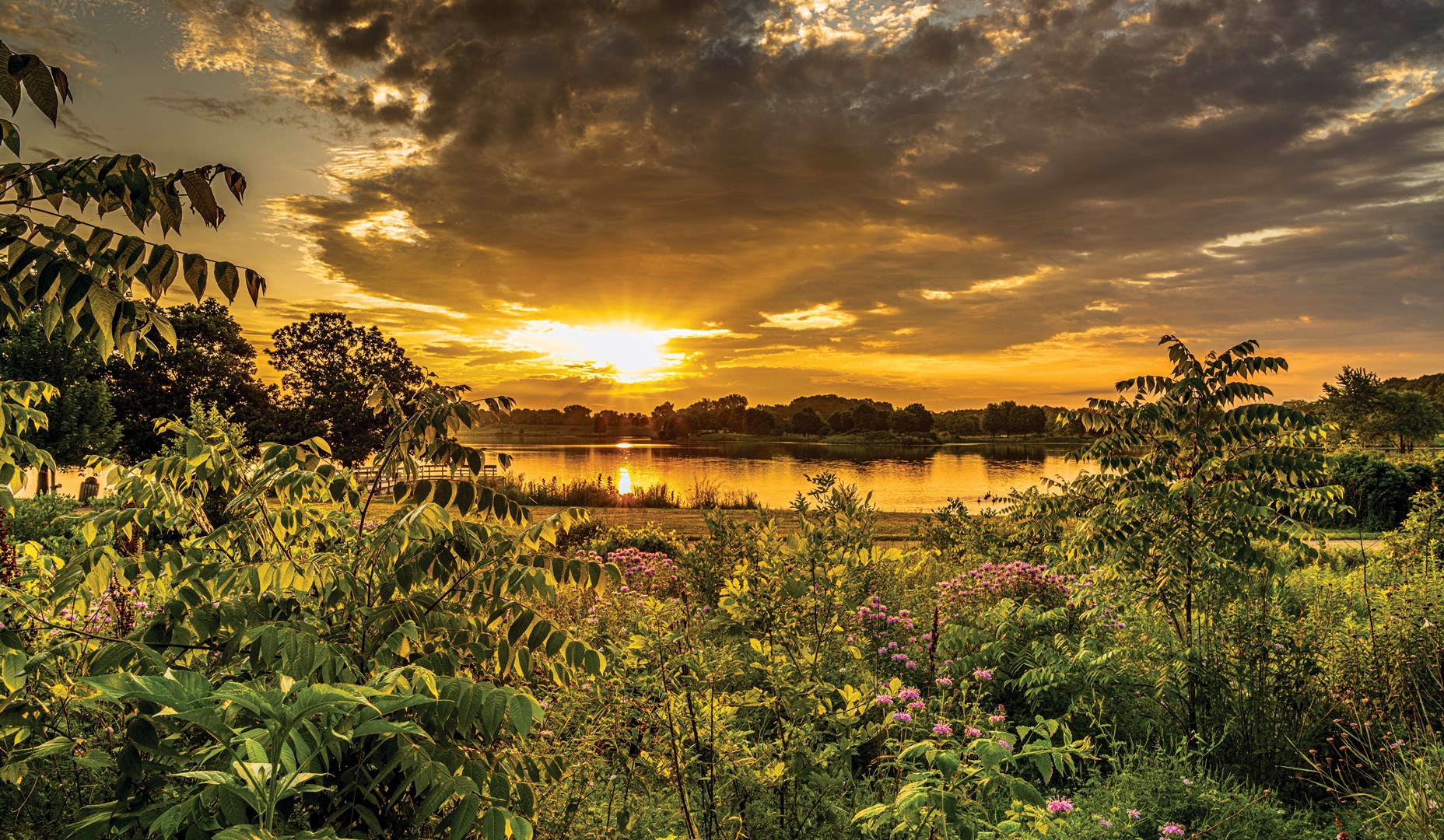 Sunset over the lake.